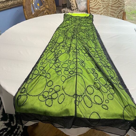 Cassandra Stone Y2k 90s Green Black Beaded Dress Size 6 Read Description - Picture 10 of 13